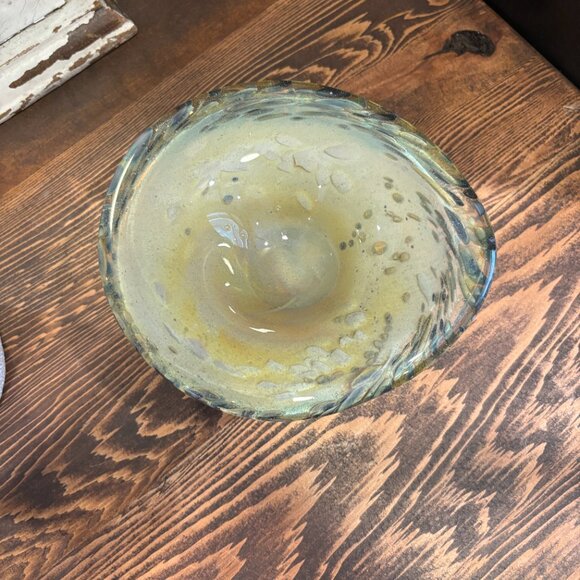 Hand-Blown Glass Trinket Dish or Jewelry Holder, Decorative Hand Blown Art Piece - Picture 5 of 11